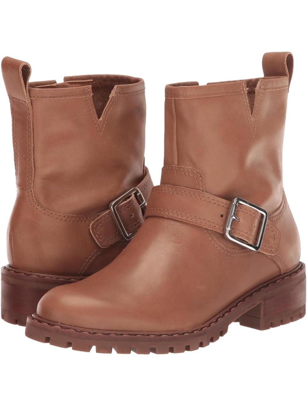Lucky Brand Women's Tan Leather Buckle Ankle Boots